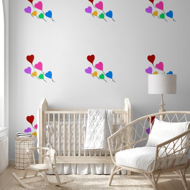 Pretty Colourful Flying Hearts Balloons Wallpaper (Kids)