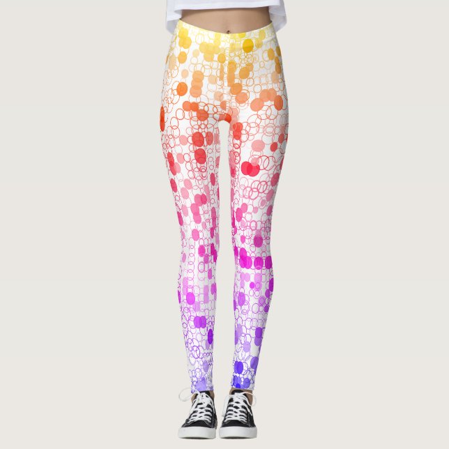 Pretty Colourful Geometric Circles  Leggings (Front)