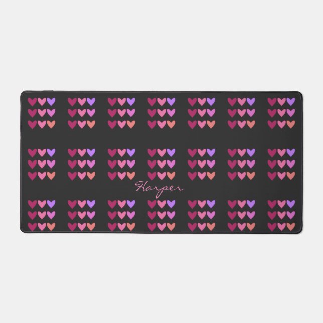 Pretty Colourful Hearts Women’s Desk Mat (Front)