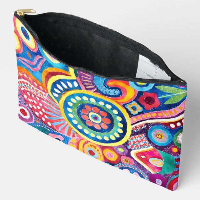 Pretty Colourful Hippie Abstract Accessory Pouch (Open)