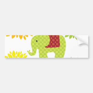 Pretty Colourful Hippie Elephant Flower Power Bumper Sticker