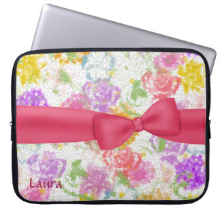 Pretty Colourful Impressionist Flowers Laptop Sleeve