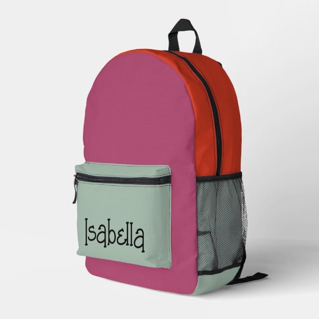 Pretty Colourful Modern Custom Name Printed  Backpack (Back Corner Right)