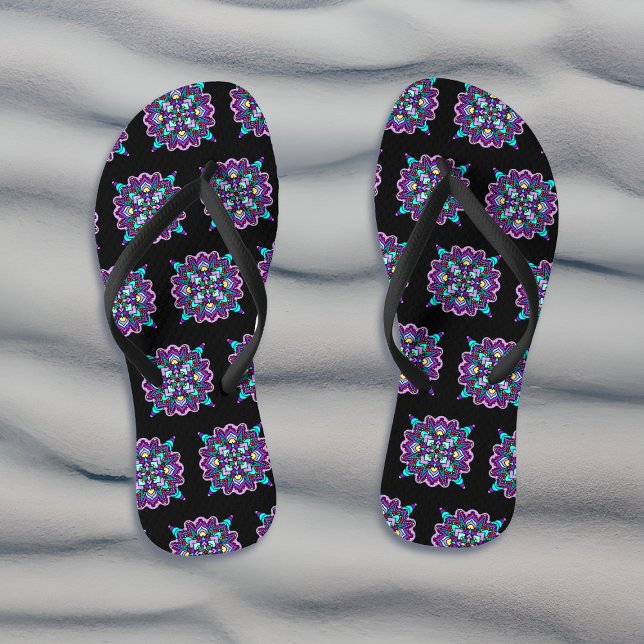 Pretty Colourful Purple Mandala Mystical Flip Flops (Creator Uploaded)