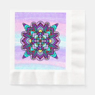 Pretty Colourful Purple Mandala Mystical Napkin
