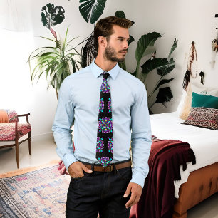 Pretty Colourful Purple Mandala Mystical Tie