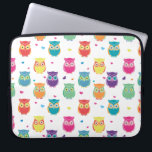 Pretty Colourful Rainbow Owl Pattern Tween Kids Laptop Sleeve<br><div class="desc">Adorable Kids and Teens Colourful Rainbow Owl Pattern laptop case. Pretty bright and colourful owl pattern features white background with multicolored owls and hearts. Teal, pink, purple, orange, yellow, green red, and blue coloured owls. Adorable owl themed gifts for kids and owl loving tweens and adults.</div>