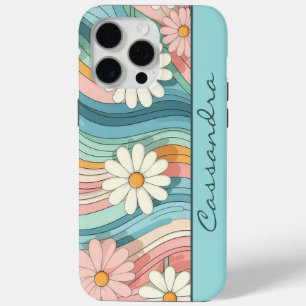 Pretty Colourful Retro Daisy Flower Power Name iPhone 15 Pro Max Case