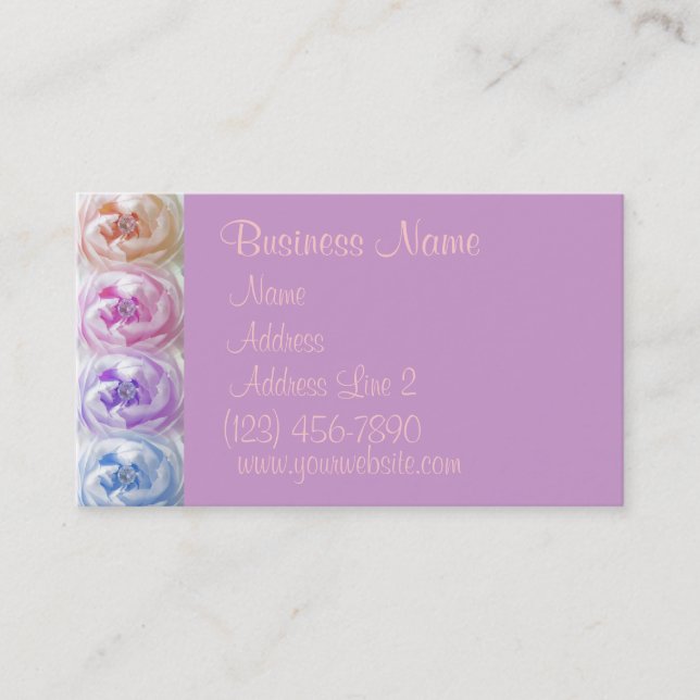 Pretty Colourful Roses Business Cards (Front)