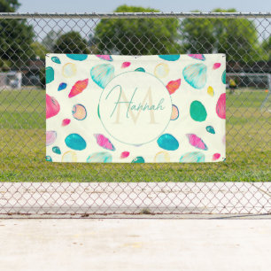 Pretty Colourful Seashells Beige Pattern Banner