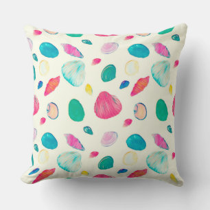 Pretty Colourful Seashells Beige Pattern Cushion