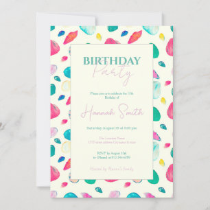 Pretty Colourful Seashells Beige Pattern Invitation