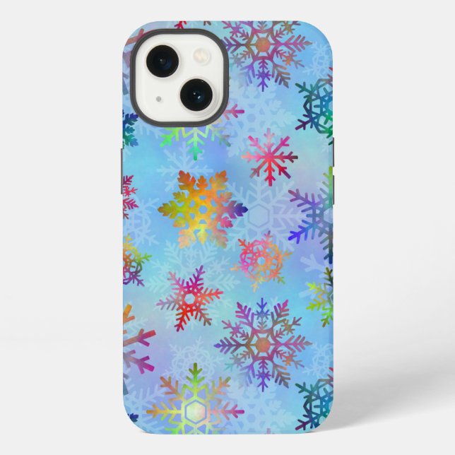 Pretty Colourful Snowflakes Christmas Pattern iPhone Case (Back)