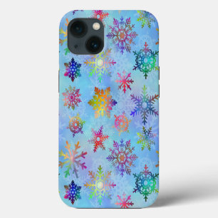 Pretty Colourful Snowflakes Christmas Pattern iPhone 13 Case