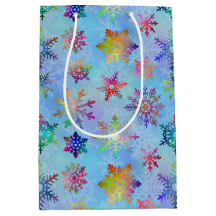 Pretty Colourful Snowflakes Christmas Pattern Medium Gift Bag