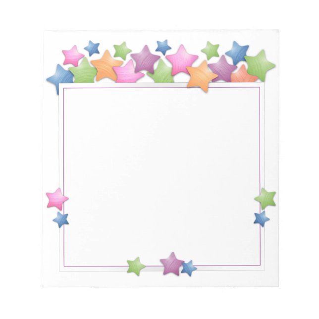Pretty Colourful Stars Frame Notepad (Front)