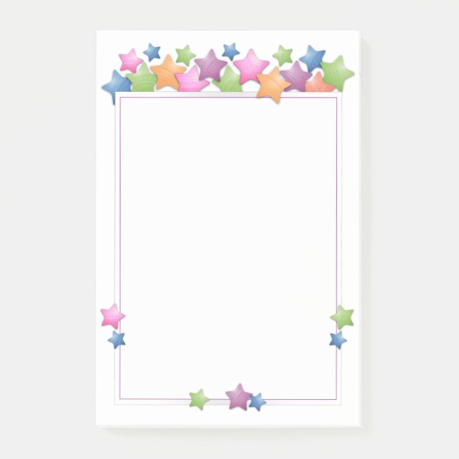 Pretty Colourful Stars Frame Post-it Notes (Front)