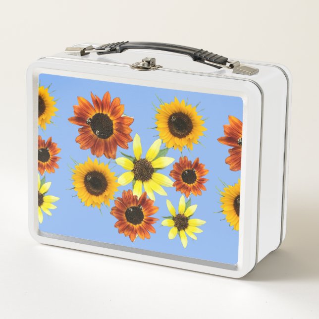 Pretty colourful sunflower photos on lunch boxes (Front)