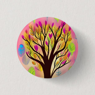 Pretty Colourful Tree Illustration 3 Cm Round Badge