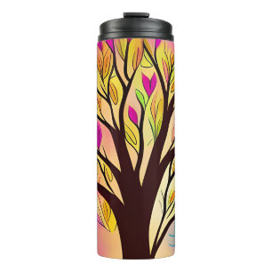 Pretty Colourful Tree Illustration Thermal Tumbler