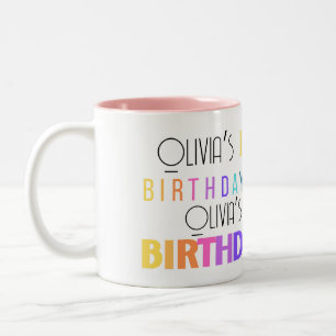 Pretty Colourful Typography Happy Birthday Two-Tone Coffee Mug