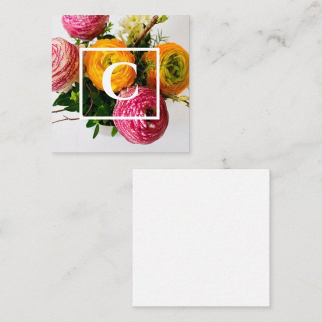 Pretty, Colourful & Vibrant Floral Monogram  Card (Front/Back)