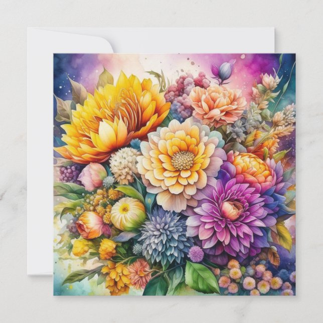 Pretty Colourful Watercolor Ai Art Flowers  (Front)