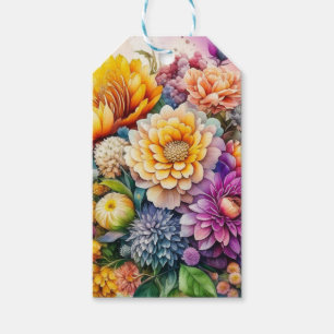 Pretty Colourful Watercolor Ai Art Flowers Gift Tags