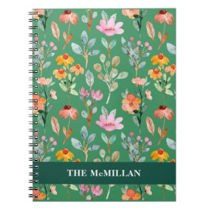 Pretty Colourful watercolor floral pattern Notebook