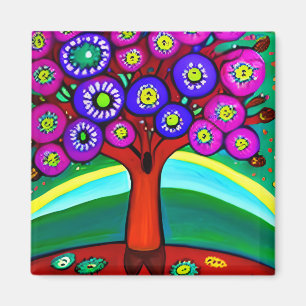Pretty Colourful Whimsical Folk Art  Magnet