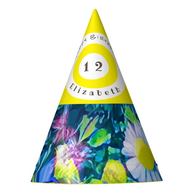 Pretty, Colourful Wild Flowers Party Hat (Front)
