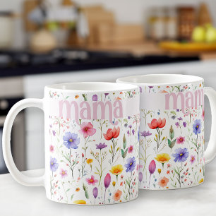 Pretty Colourful Wildflower Pattern Pink Mama Coffee Mug