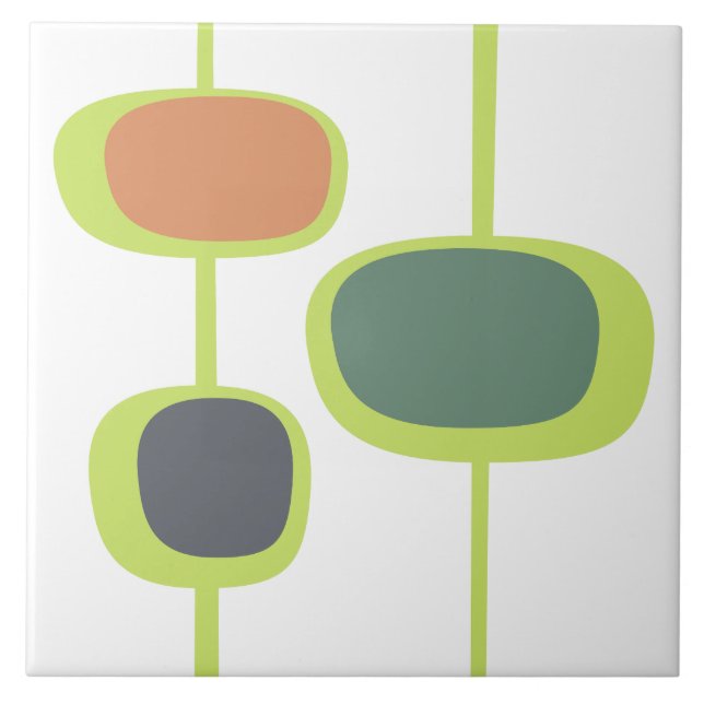 Pretty colours Mid century modern abstract green Tile (Front)