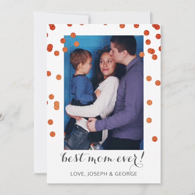 Pretty Confetti Mothers Day Photo Card (Front)