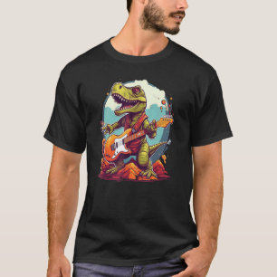 Pretty cool T Rex Dinosaurs Guitarist for Boys and T-Shirt
