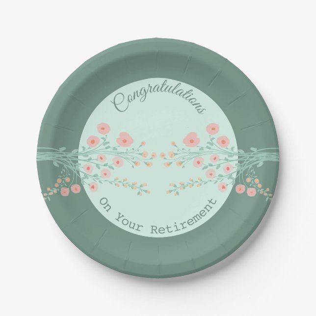 Pretty Coral And Pink Floral Paper Plate (Front)