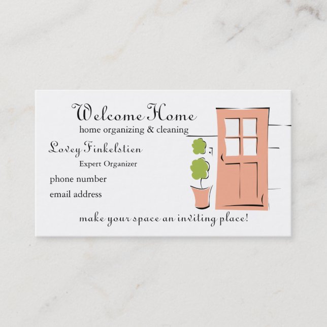 Pretty Coral Door Appointment Card (Front)