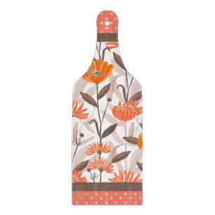 Pretty Coral & Orange Floral Panel  Cutting Board