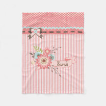 Pretty Coral Personalised Fleece Baby Blanket