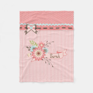 Pretty Coral Personalised Fleece Baby Blanket