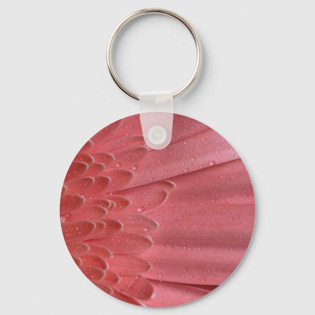 Pretty Coral Pink Gerbera Daisy Key Ring (Front)