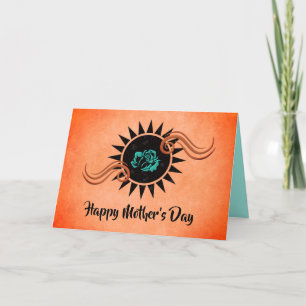 Pretty Coral Turquoise Mother's Day Card