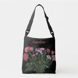 Pretty Cottagecore Boho Spring Flowers+ Name Crossbody Bag