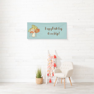 Pretty Cottagecore Frog and Mushrooms Personalised Banner