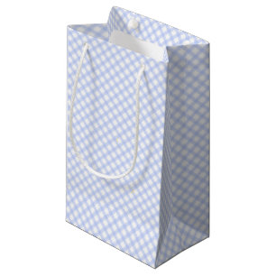 Pretty Country Blue Plaid Gingham Small Gift Bag