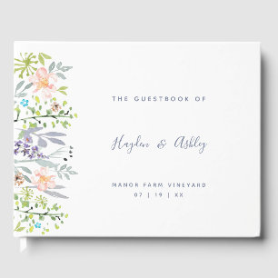 Pretty country floral watercolor guest book