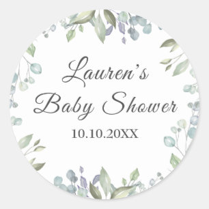 Pretty Country Leaves Baby Shower / Sprinkle Classic Round Sticker