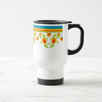 Pretty Country Style Marigolds Border Travel Mug