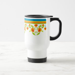 Pretty Country Style Marigolds Border Travel Mug