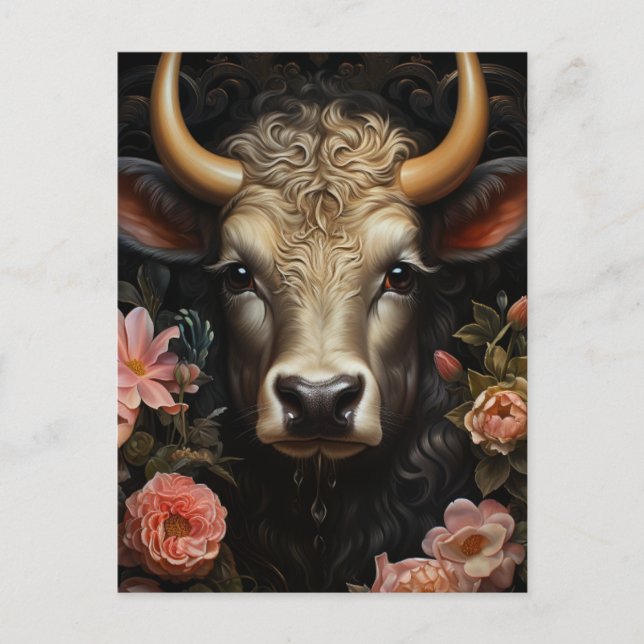 Pretty Cow in Flowers Postcard (Front)